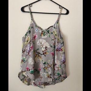 Grey floral silk tank